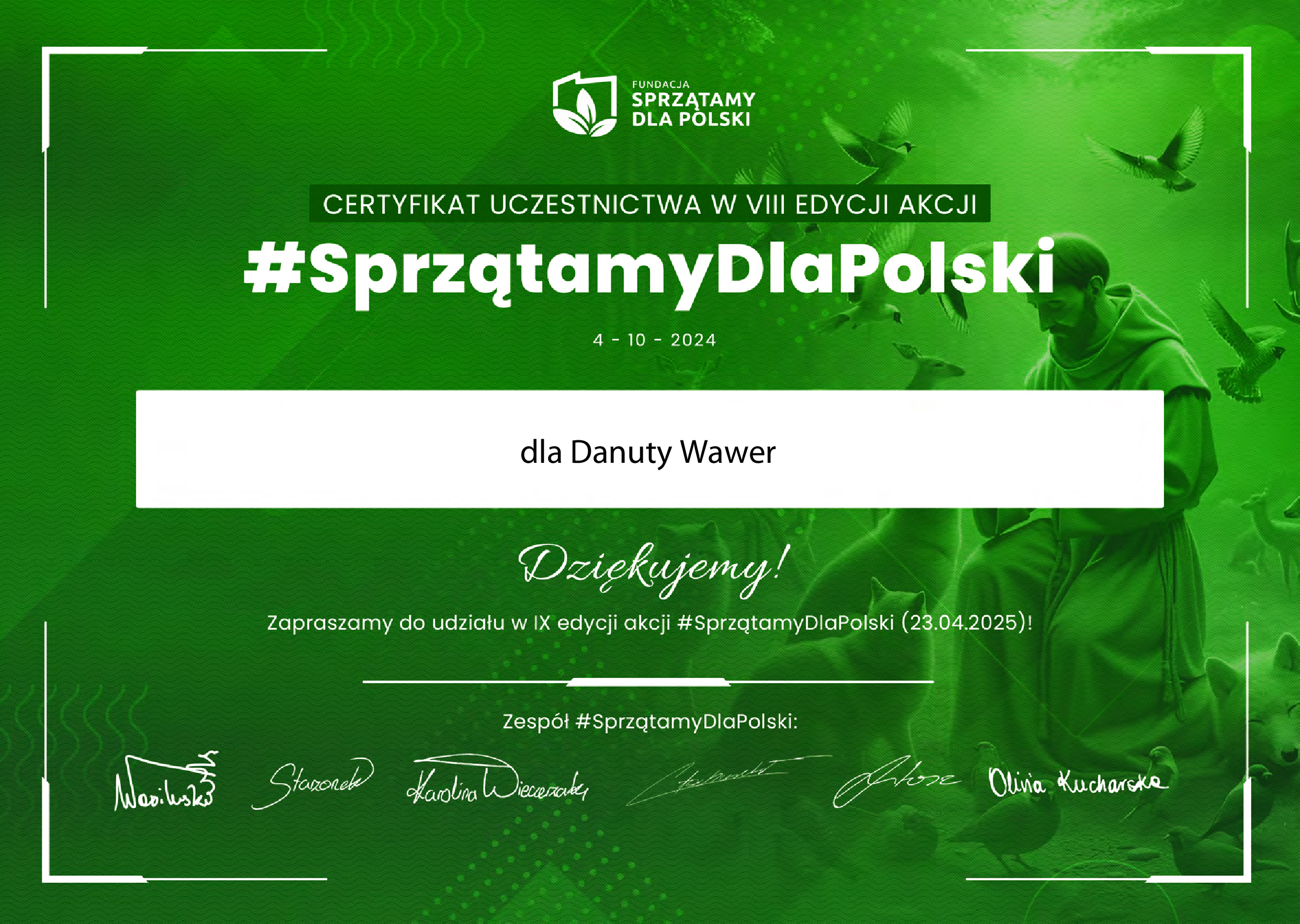 B. Certyfikat DANUTA WAWER 1